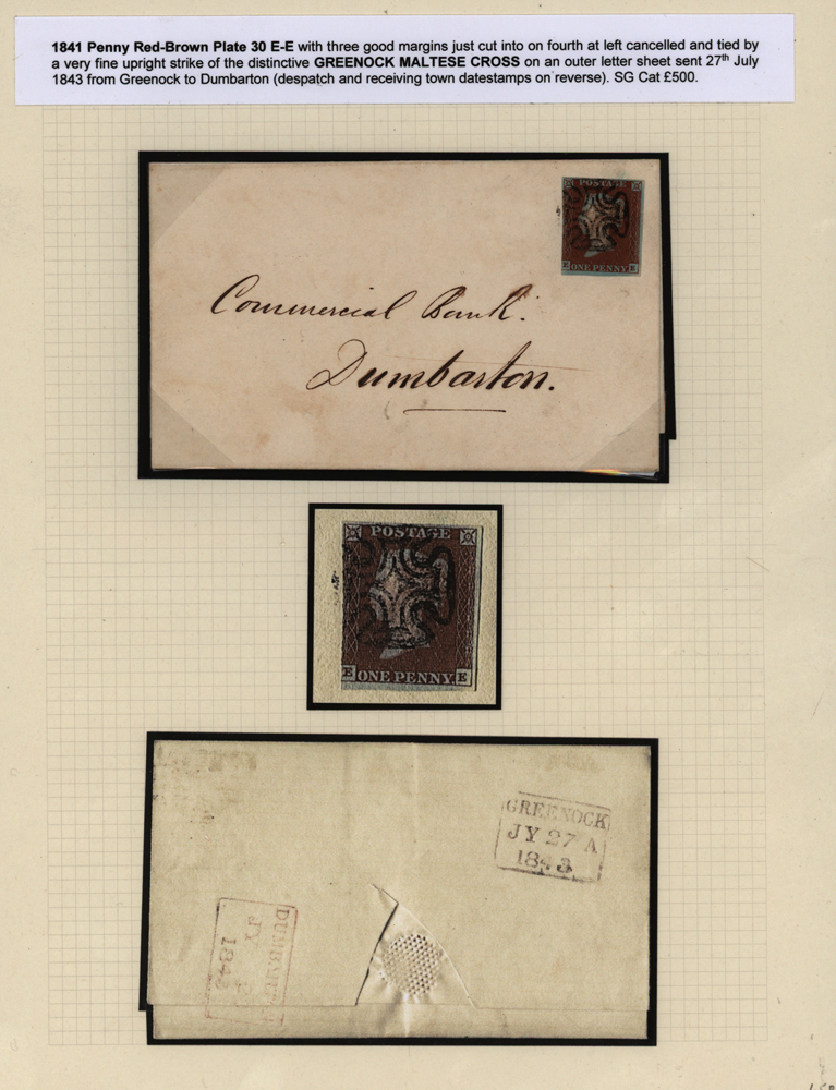 1841 1d red-brown Plate 30 EE on an outer letter sheet