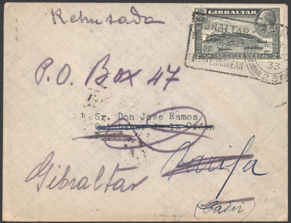 1933 returned mail franked 2d