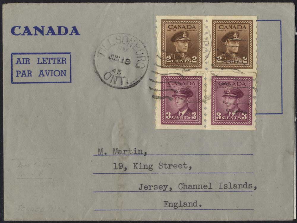 1945 Air letter to Jersey, Channel Is.