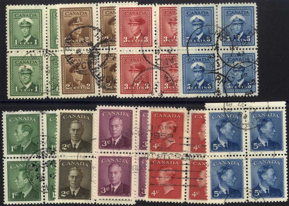 1942-48 War Effort 1c, 2c, 3c & 5c, also 1949-51 1c, 2c, 3c, 4c & 5c