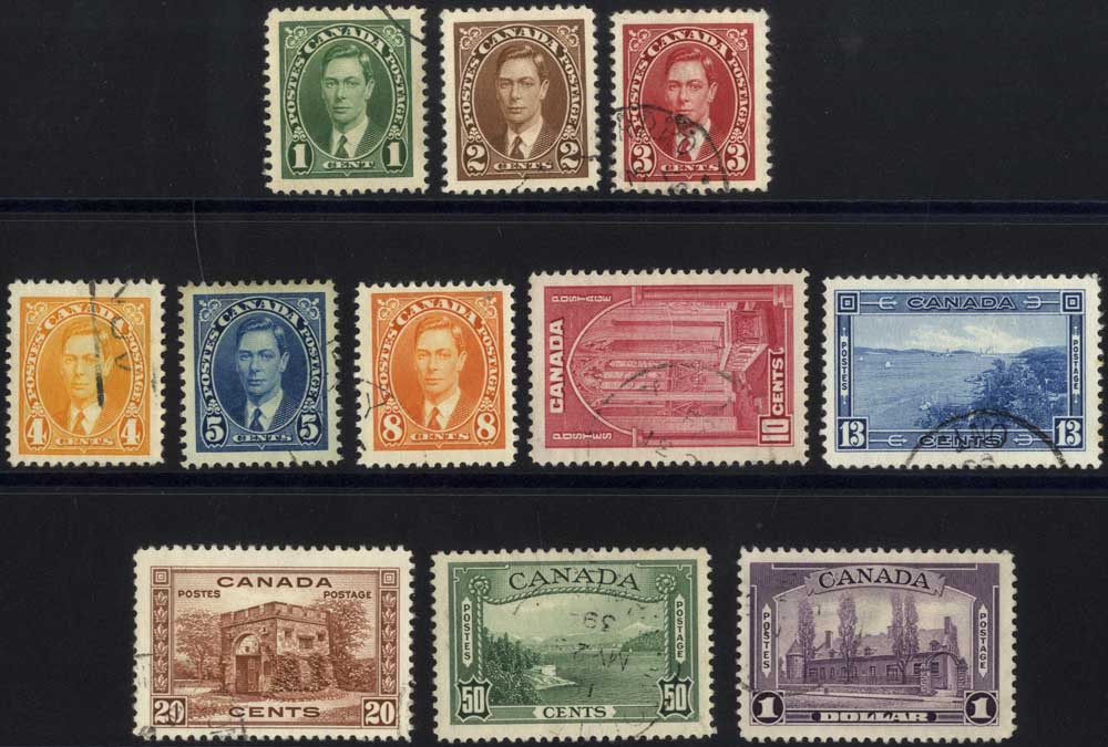1937-38 Defin set VFU 11 stamps