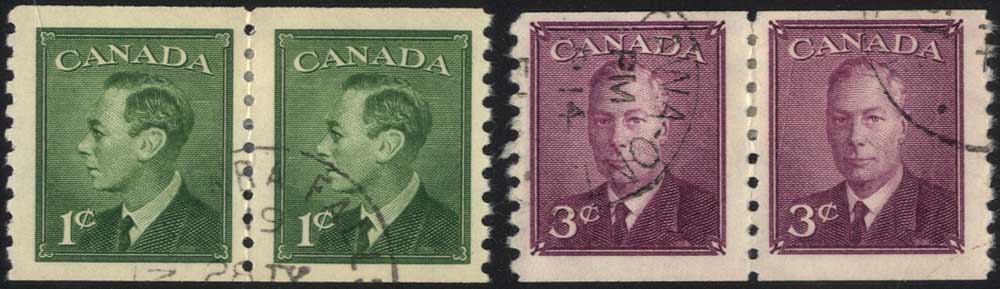 1950 1c green & 3c purple imperf