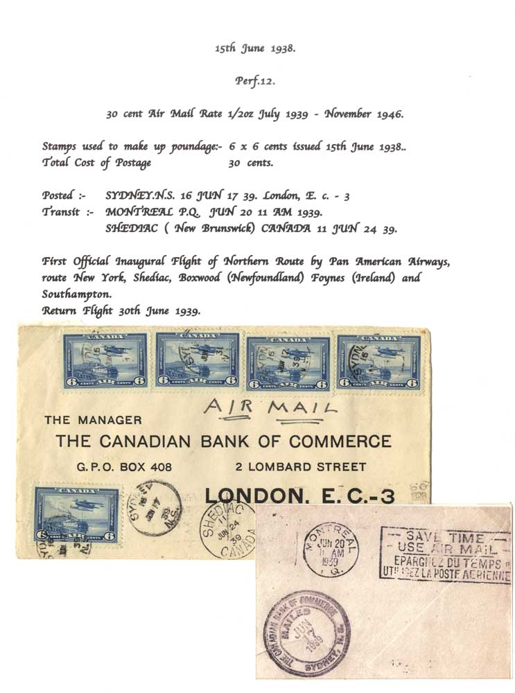 1939 airmail cover from Sydney, Nova Scotia to London