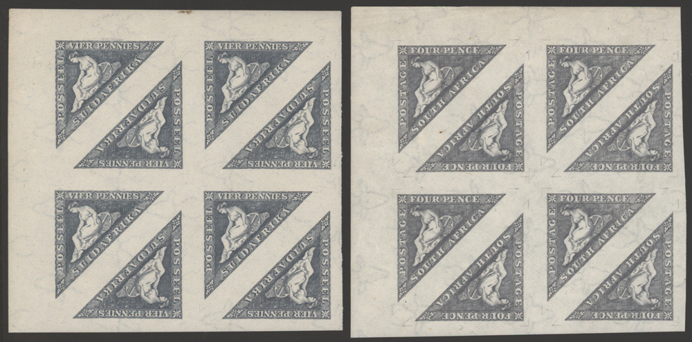 1926 Hope 4d grey blue triangle UM block of 8 (2) in English & Afrikaans