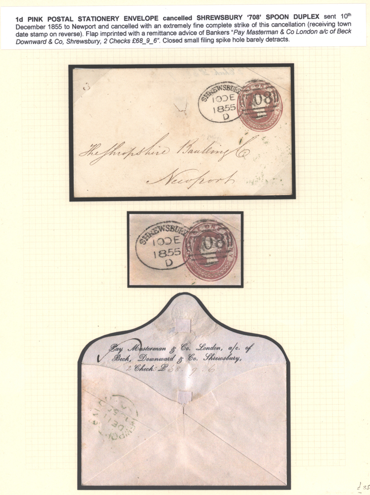 1d Pink postal stationery Envelope sent to Newport