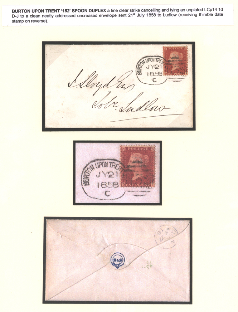 Burton Upon Trent '152' Spoon Duplex on a clean neatly addressed envelope sent to Ludlow