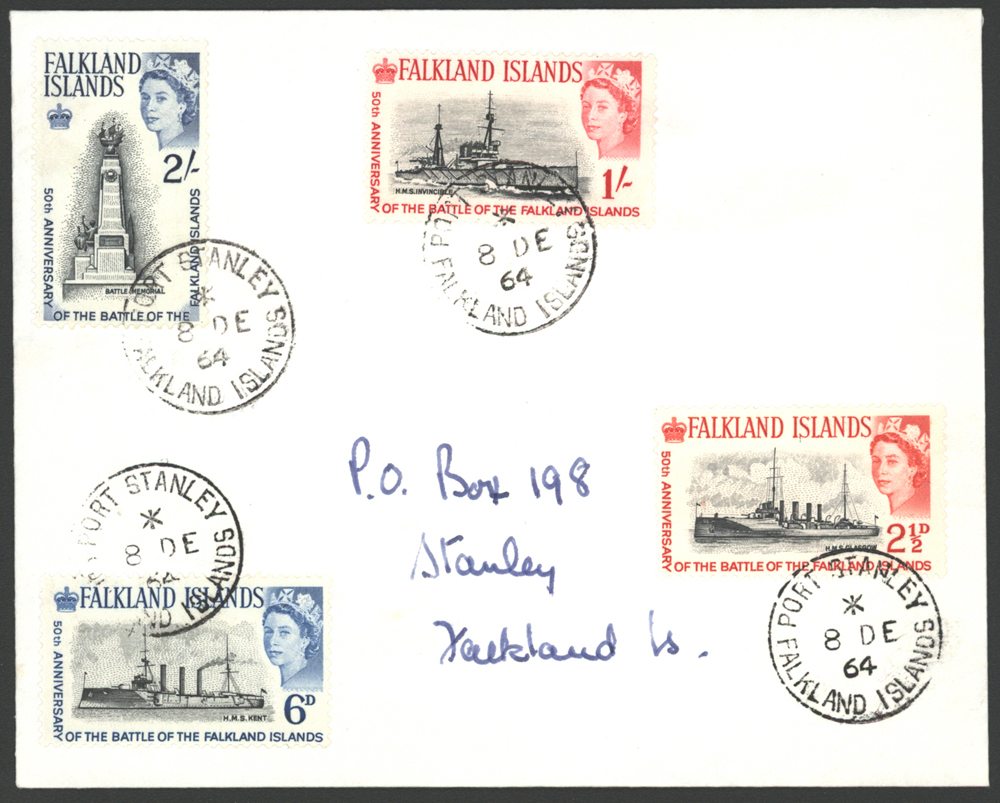 1964 50TH Anniv of Battle of Falklands set on plain FDC.