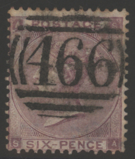 1862 wmk Emblems 6d lilac