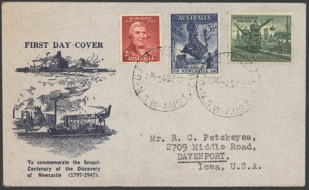1947 City of Newcastle illustrated First Day Cover