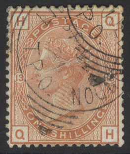 1881 Wmk Imperial Crown 1s orange-brown Pl.13