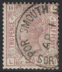 1873-80 Wmk Orb 2&frac12;d rosy mauve Pl.6, VFU 'Portsmouth Sorting Tender' c.d.s
