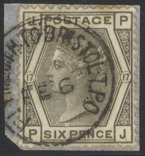 1880-83 6d grey Pl.17, SG.161, VFU 'Plymouth to Bristol T.P.O' c.d.s