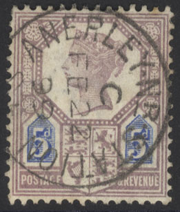 1887 Jubilee 5d, superb used with 'Anerley Nr. Station' c.d.s