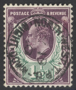 1902 1&frac12;d slate purple & bluish green, 'NORTH EAST T.P.O NIGHT DOWN' c.d.s