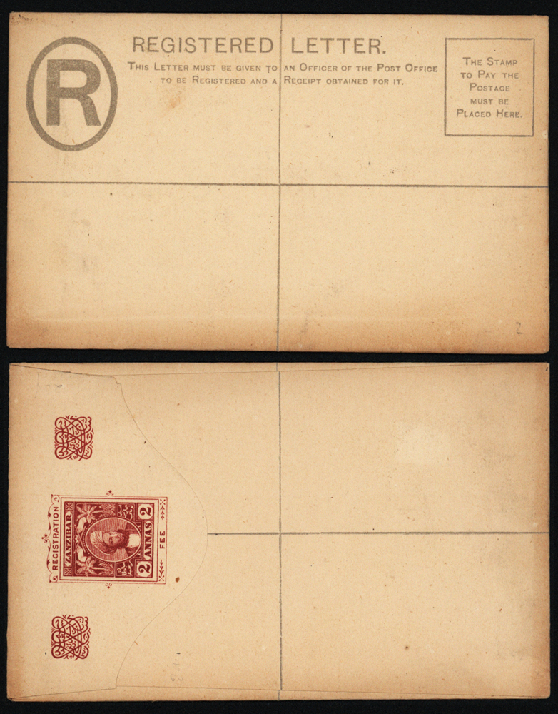 1897 2d brown red on creamy white registered postal stationery envelope