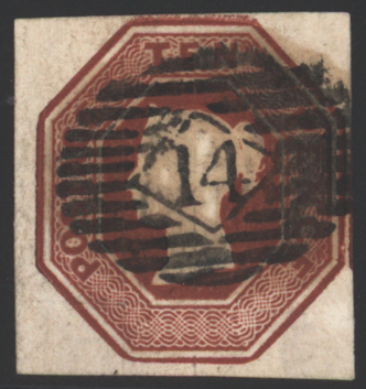 1847-54 10d brown, four good margins