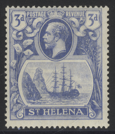 1922-37 3d bright blue with 'cleft rock' variety
