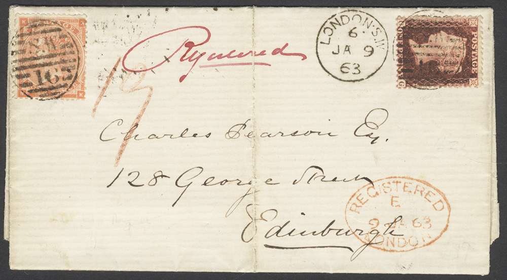 1863 East India Army Agency EL registered from London to Edinburgh