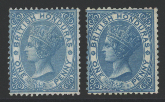 1865 1d pale blue & 1d blue, both unused
