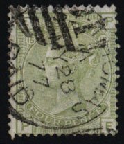 DANISH WEST INDIES St. Thomas 1877 4d sage green Pl.15