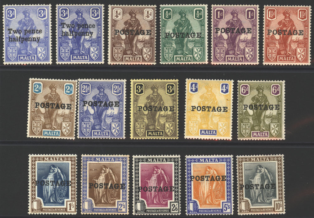 1925 2&frac12;d on 3d M, SG.141/2, 1926 POSTAGE Optd set, fine M