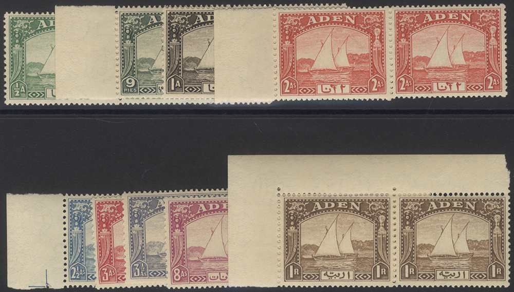 1937 Dhows set up to 1r in UM marginal pairs