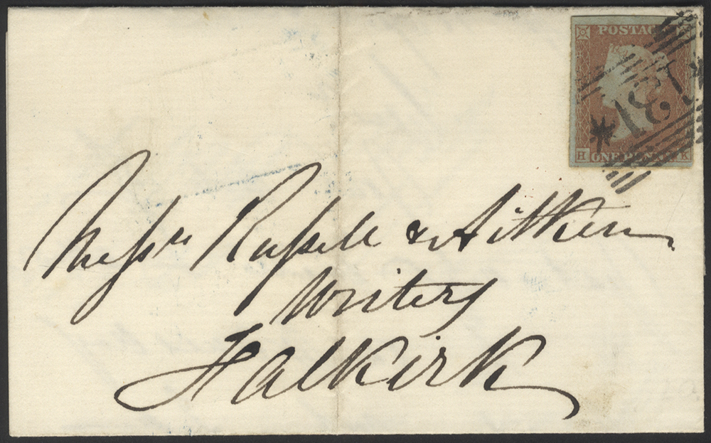 1850 cover from Corstorphine to Falkirk franked 1841 1d