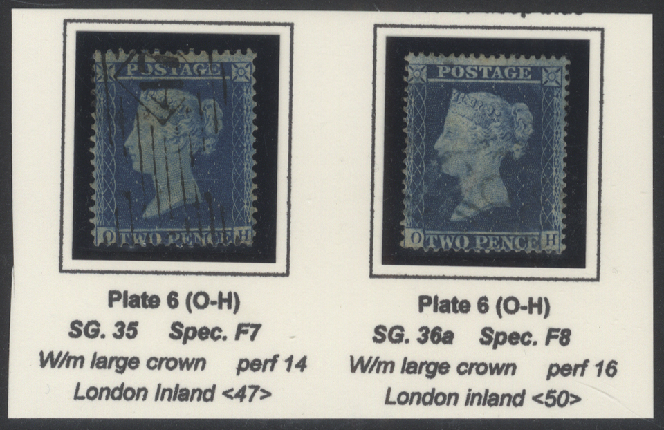 1857 2d Blue Pl.6 left OH P.14 & P.16 MATCHED PAIR