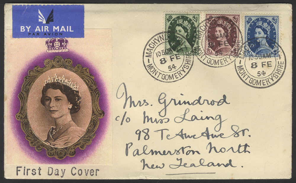 1954 Tudor Crown 9d, 10d & 11d together on an FDC