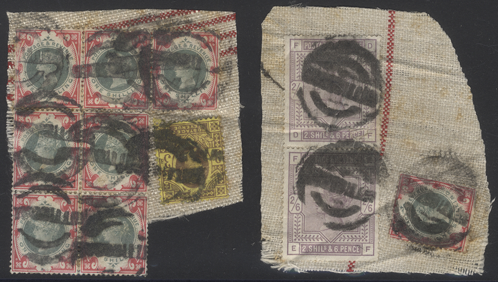 c1900 LINEN FRAGMENTS - ex parcel wrapping two pieces