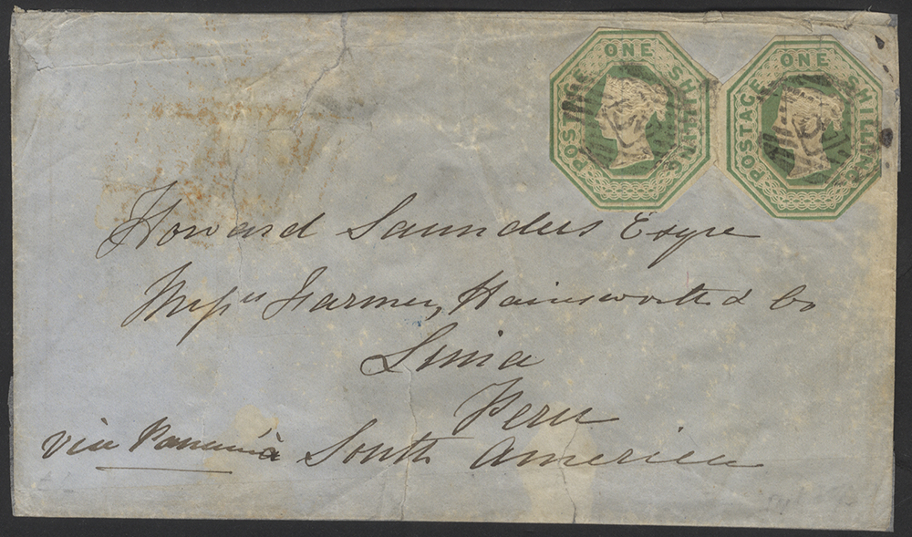 PERU 1855 Envelope from London to Lima, Peru