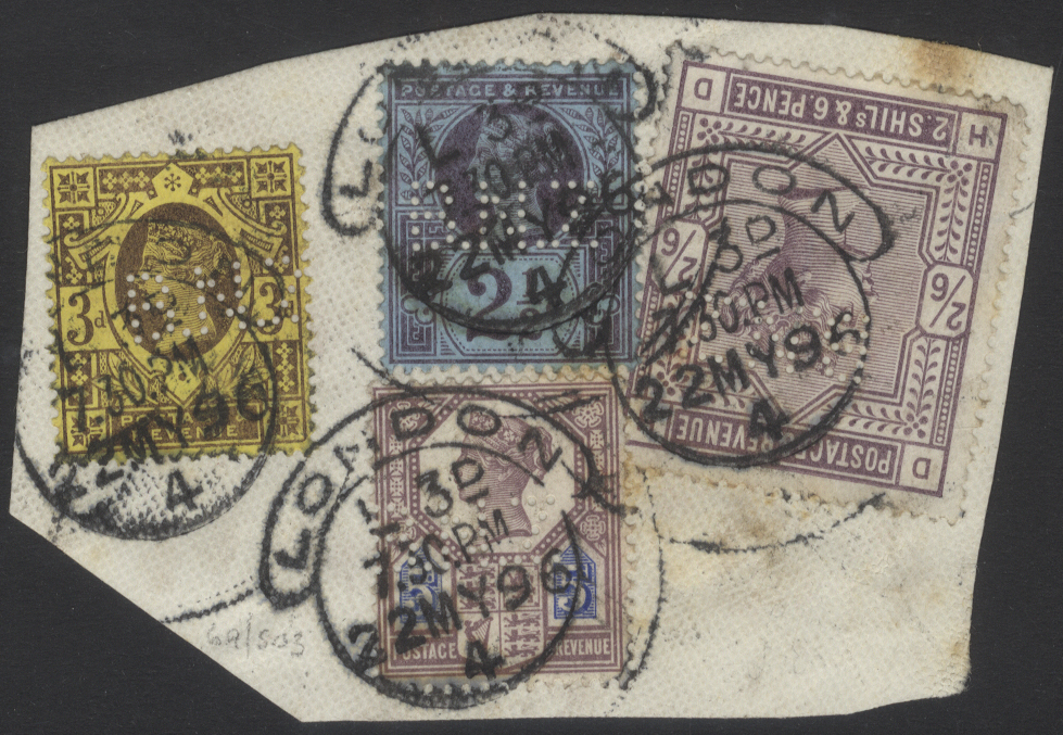 1896 Piece franked by 1883 2/6d  2&frac12;d, 3d & 5d Jubilees