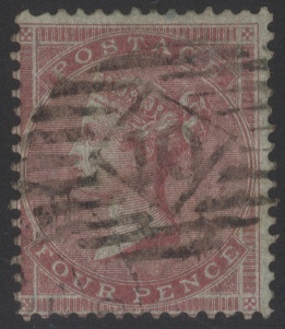 1855 wmk Small Garter 4d carmine good U