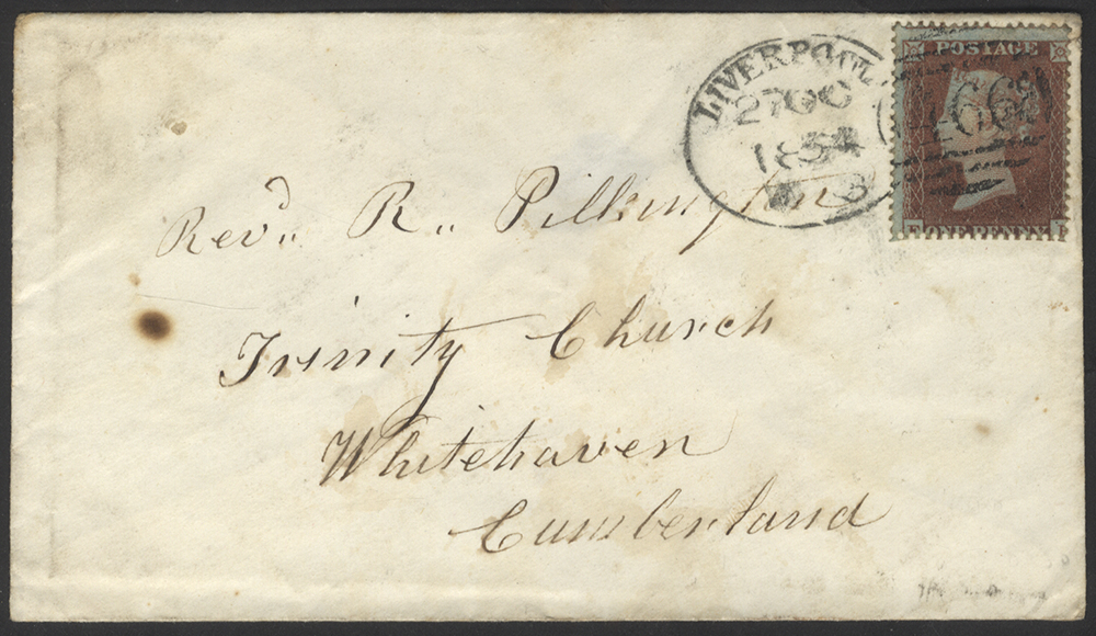 1854 One Penny Red 'Stars' on cover to Whitehaven