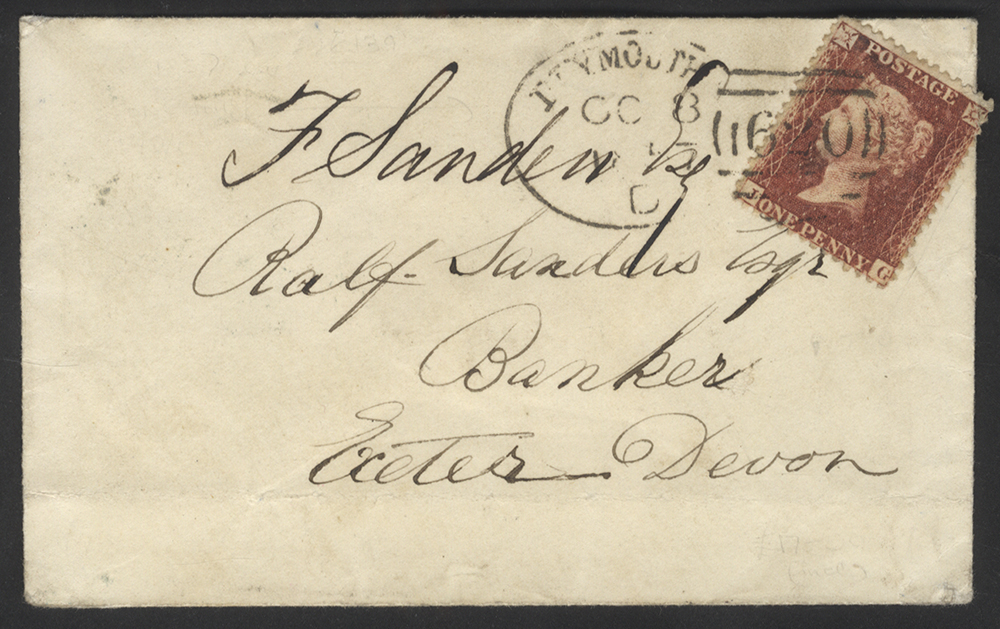 1857 1d Red 'Stars' on cover to Exeter N.Devon
