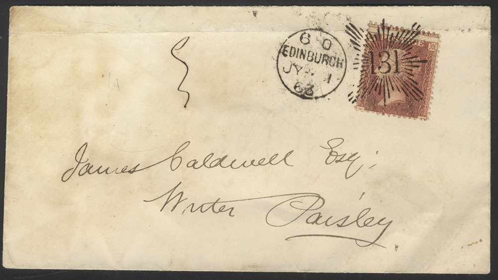 1863 cover Edinburgh to Paisley