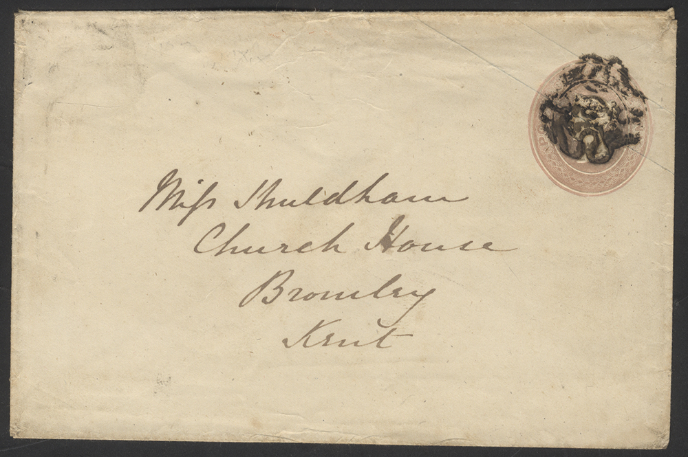 1844 1d Pink envelope to Bromley, Kent