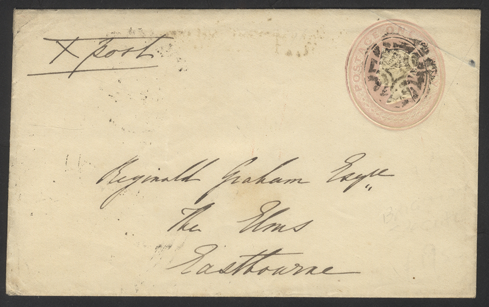 1844 1d Pink envelope to Eastbourne