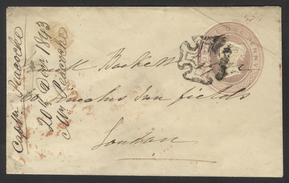 1844 1d Pink envelope to London