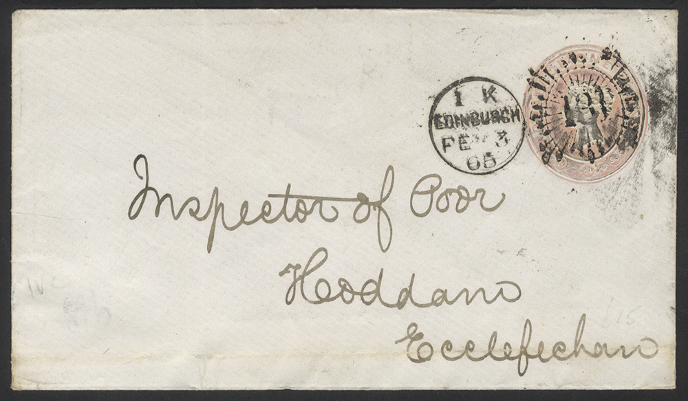 1865 1d Pink envelope to Ecclefechan