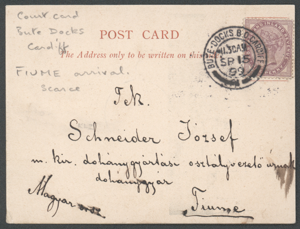FIUME 1899 Cardiff Docks Vignette postcard