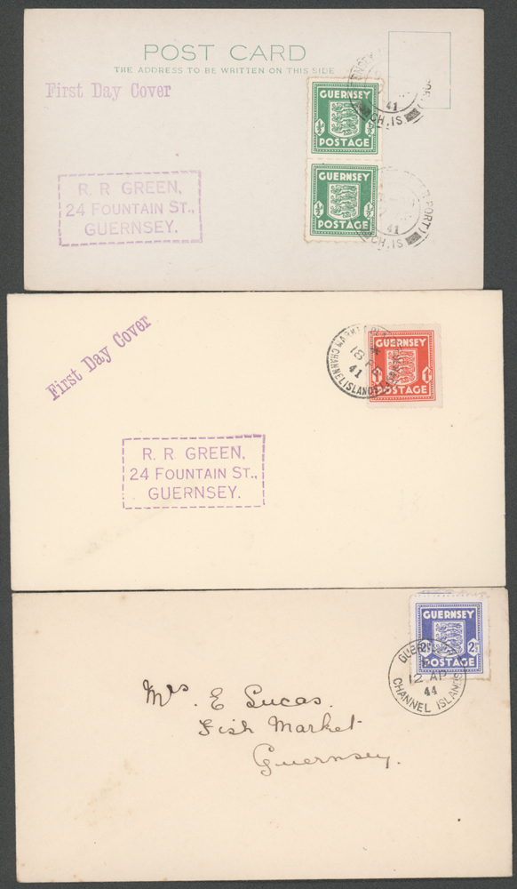 GUERNSEY 1941-44 plain/cacheted local FDCs