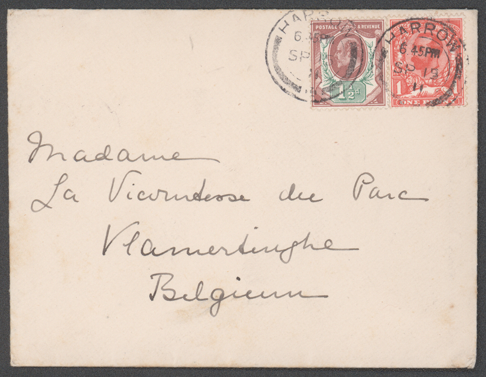 BELGIUM 1911 cover from London