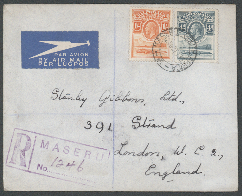1935 Reg 'Maseru' Airmail cover to London