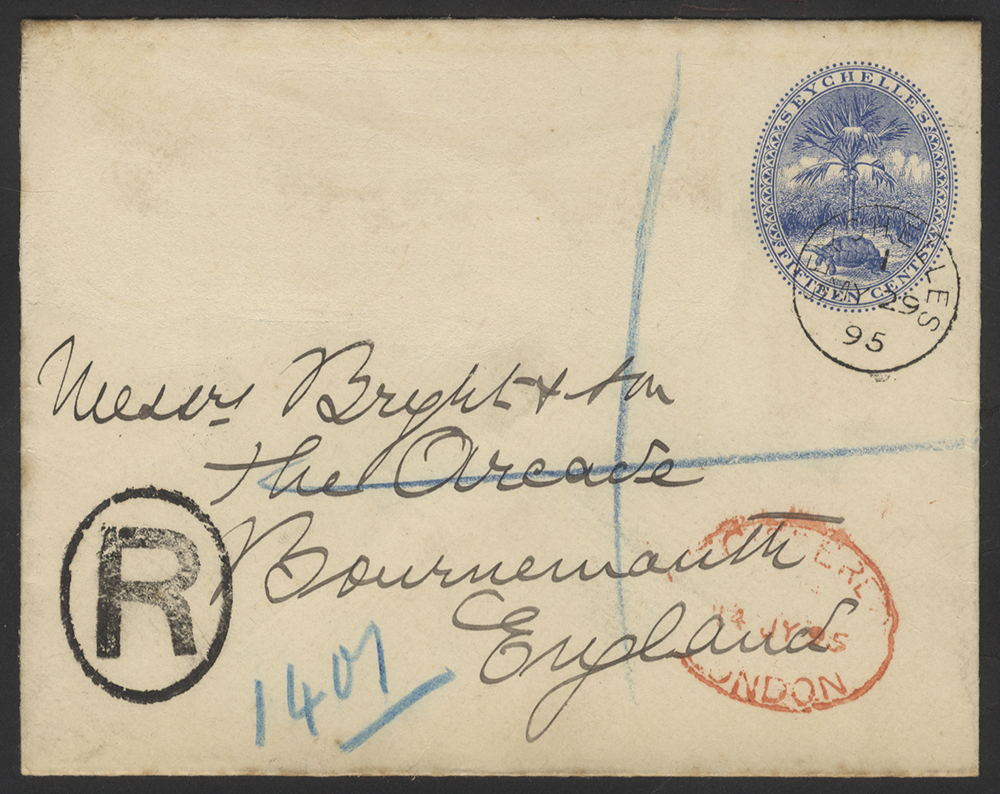 1895 15c blue P.Stationery Envelope
