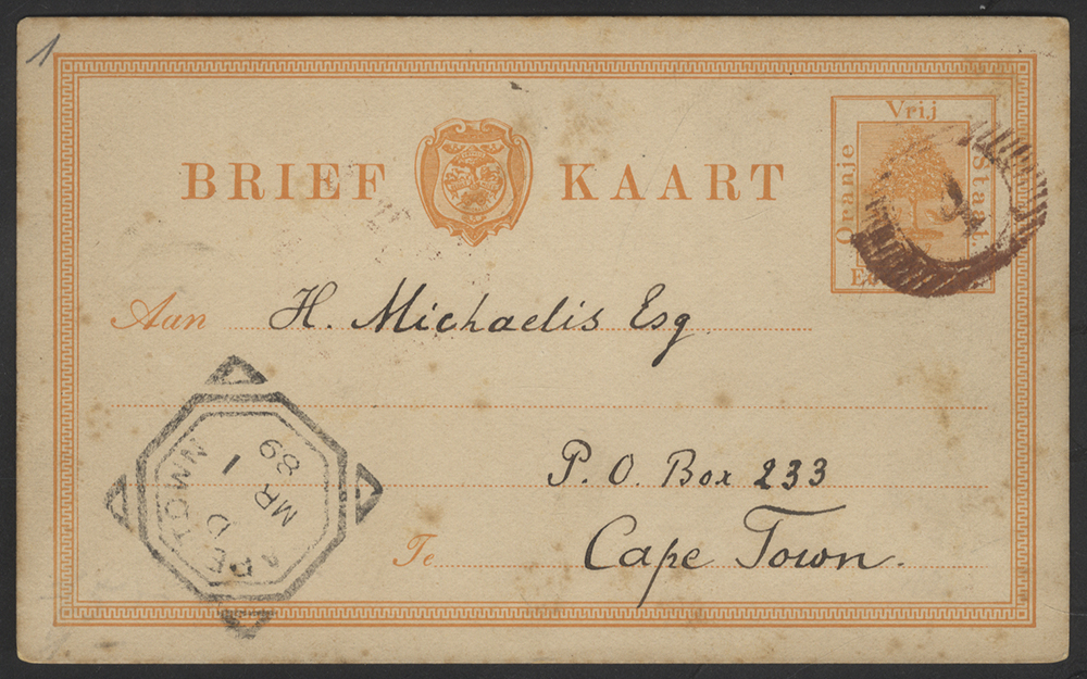 1889 1d Orange Sationery Card